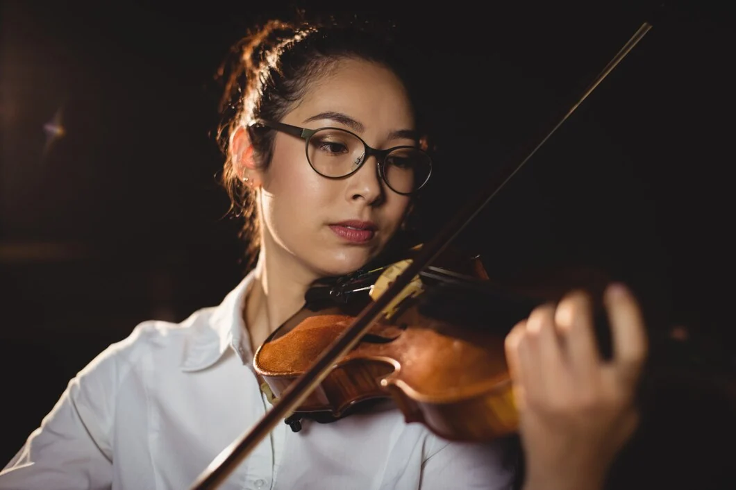 Violinist playing her instrument